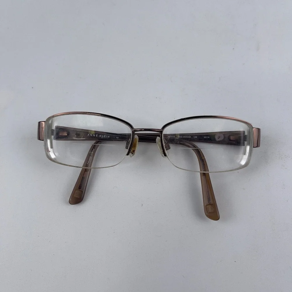 Anne Klein AK5003-208 Women Eyeglasses Frame Brown Plastic Half Rim 52-17-140 mm